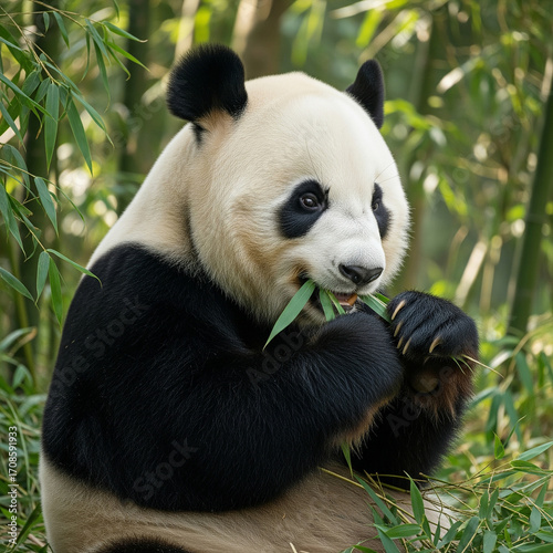 giant panda eating bamboo
