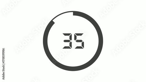 40 second countdown timer animation from 40 seconds to 0 seconds on a transparent background, thirty seconds countdown timer with alpha channel in 4k with dashes circle