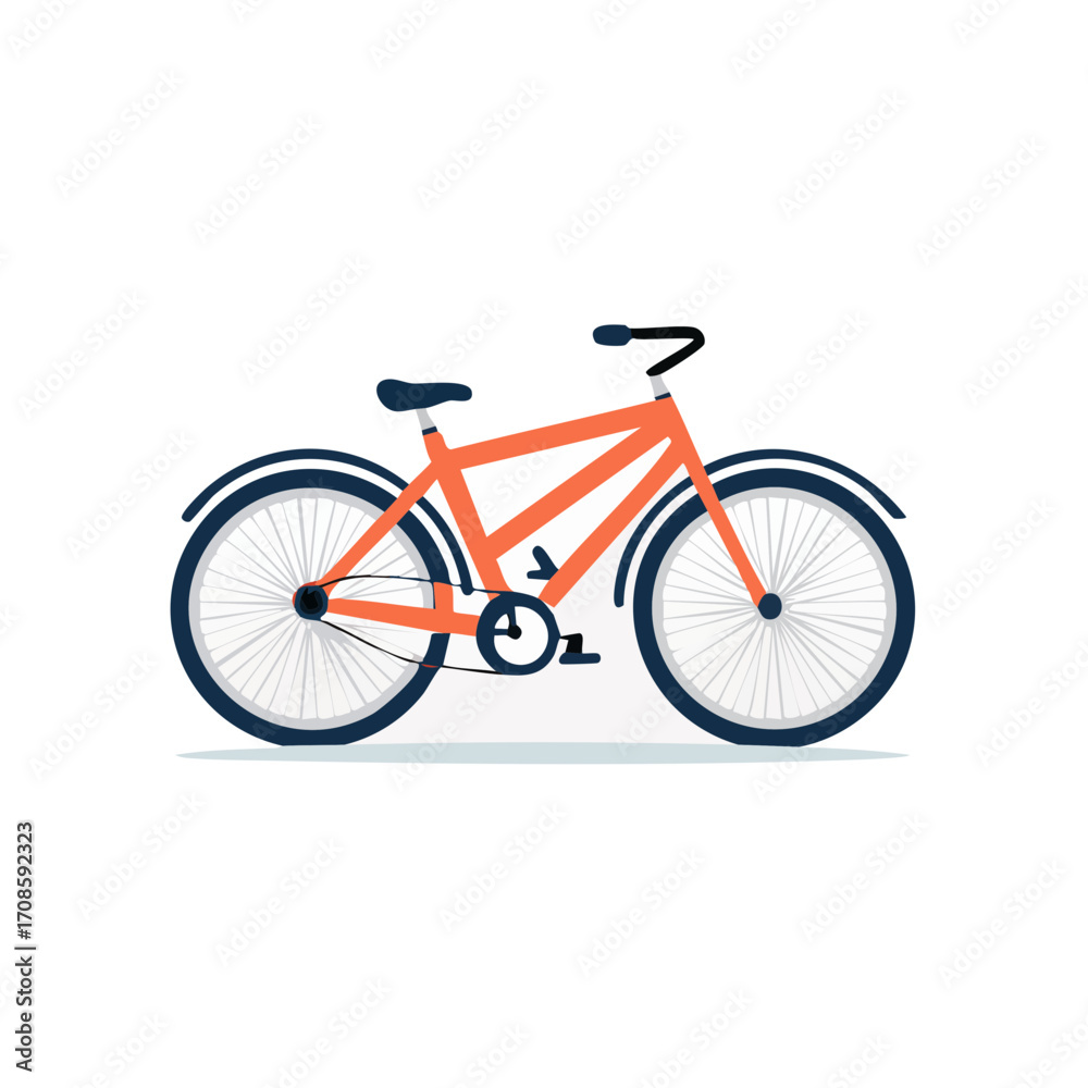 Fototapeta premium Vibrant Orange Bicycle Illustration on a White Background for Transportation and Design Concepts