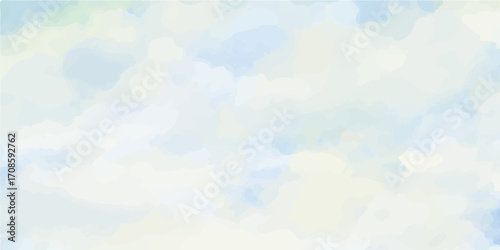 An abstract watercolor of a bright blue summer sky with light, fluffy clouds