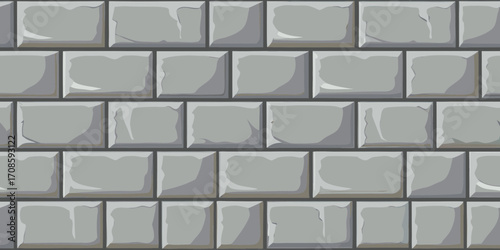 Seamless pattern of grey stone blocks with a textured surface and subtle shading