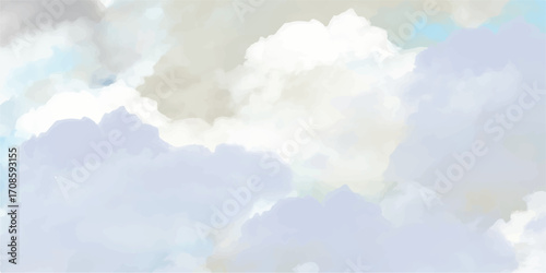 A bright, blue sky filled with fluffy white clouds creating a beautiful cloudscape