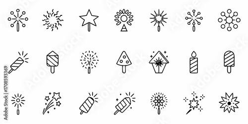 Celebrate with Dazzling Sparkler Icons for Festive Designs, Perfect for New Year's Eve and Holiday Celebrations, Add a Touch of Magic to Your Projects