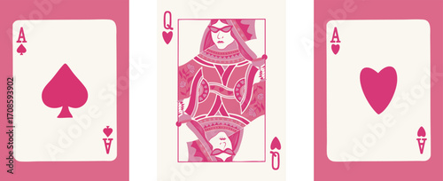 Pink poster set. Lucky you posters for gambling, games, casino, poker. Vector EPS 10