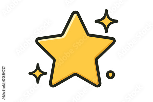 Star icon vector illustration. Golden star sparkle symbol. Rating favorite shape. Quality review sign. Award success concept. Magic twinkle graphic element for design. Flat cartoon.