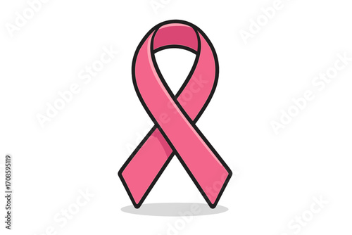 Pink ribbon for breast cancer awareness month. International symbol of hope, support and solidarity. Women's health care medical campaign. Charity vector illustration concept.