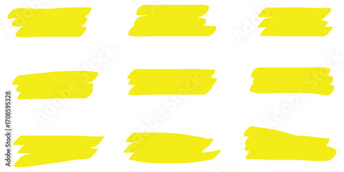 Yellow glowing doodle scribble background set on white background. Isolated glowing scribble icon set on white page. Textured doodle sets. EPS 10. 