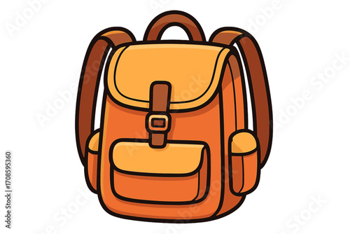 School bag vector icon, cartoon backpack illustration. Student rucksack for education or travel. Isolated luggage design element. Knapsack for hiking or school supplies.