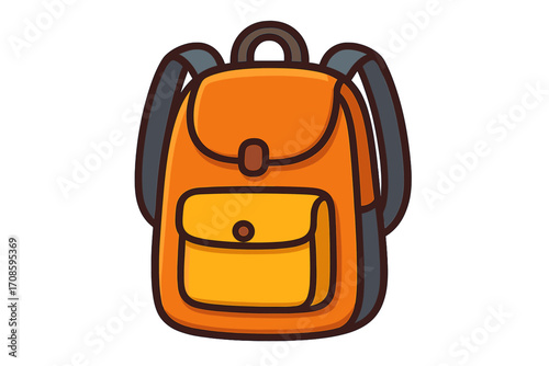 School bag icon. Backpack vector illustration. Cartoon rucksack for student. Education and learning symbol. Travel equipment, luggage for hiking and tourism. Isolated object.