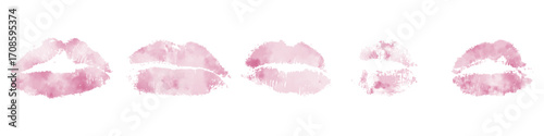 Hand drawn kiss set. Lip imprint. Vector EPS 10