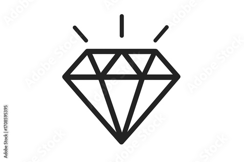 Diamond icon. Gem stone symbol. Luxury, premium, quality, wealth. Vector logo. Brilliant, expensive, precious, treasure concept. Crystal silhouette. Jewel line art illustration.