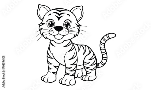 Tigger Cat, kids line art doodle pattern design t shirt design silhouette and vector, detailed illustration, perfect for relaxation, stress relief, adult coloring books, printable art therapy.