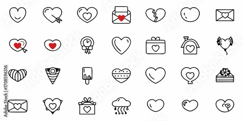Charming heart-themed doodle collection, perfect for expressing love, romance, and creating custom Valentine's Day cards, social media posts, and wedding invitations