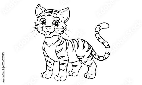 Tigger Cat, kids line art doodle pattern design t shirt design silhouette and vector, detailed illustration, perfect for relaxation, stress relief, adult coloring books, printable art therapy.