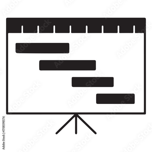 Project Gantt Chart – Silhouette Vector Icon for Timeline Planning