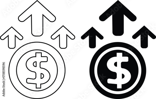Investment fill & line icon set. Investment, Profit, Asset, Investor, Portfolio, Dividend, Capital, Risk, Inflation icons vector, vector illustration !	