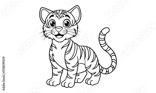 Tigger Cat, kids line art doodle pattern design t shirt design silhouette and vector, detailed illustration, perfect for relaxation, stress relief, adult coloring books, printable art therapy.