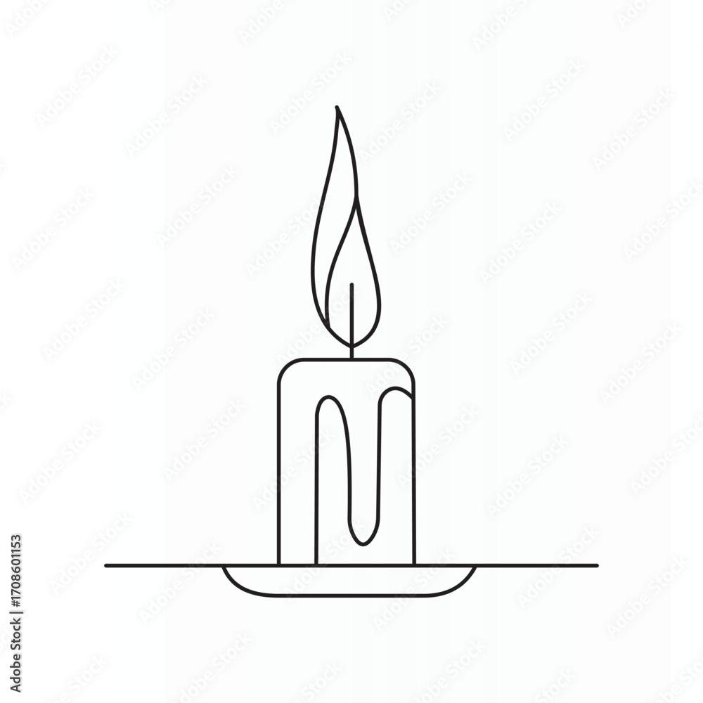 Obraz premium Candle vector line art drawing with minimalist aesthetic for posters and wall art