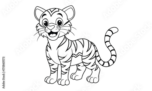 Tigger Cat, kids line art doodle pattern design t shirt design silhouette and vector, detailed illustration, perfect for relaxation, stress relief, adult coloring books, printable art therapy.