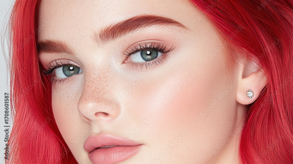 Obraz premium Closeup portrait of young woman with red hair