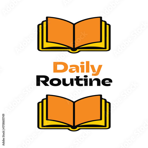 Daily routine logo vector with open book and modern typography design