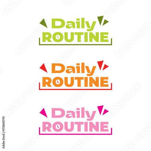 Daily routine text logo vector with colorful modern typography design