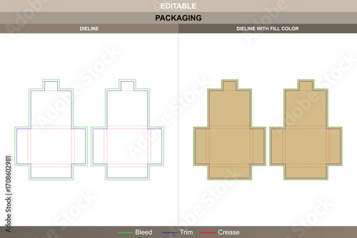 Chocolate bar or candy bar envelope packaging dieline, editable folding carton template for confectionery branding and retail design with accurate die line included