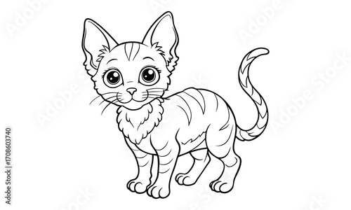 Nimbus Cat, kids line art doodle pattern design t shirt design silhouette and vector, detailed illustration, perfect for relaxation, stress relief, adult coloring books, printable art therapy.