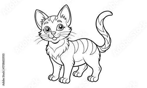 Nimbus Cat, kids line art doodle pattern design t shirt design silhouette and vector, detailed illustration, perfect for relaxation, stress relief, adult coloring books, printable art therapy.