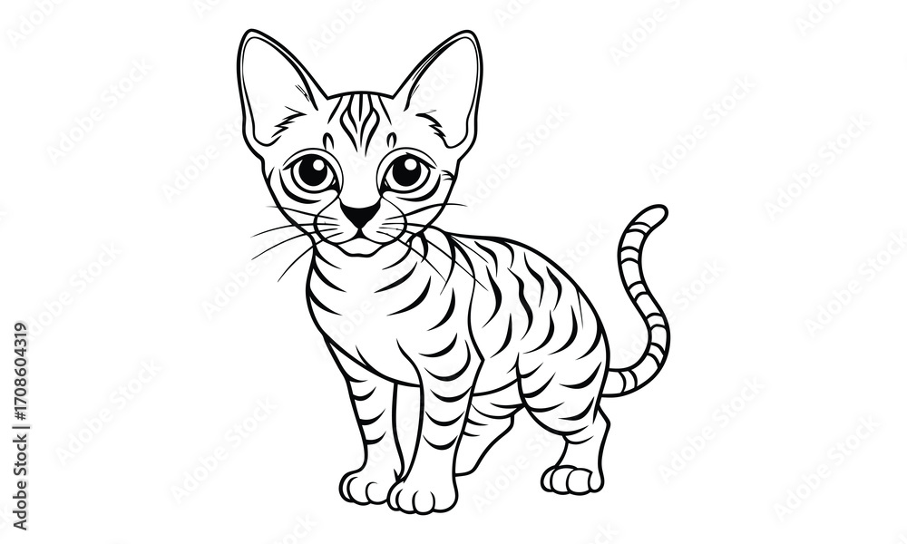 Fototapeta premium Nimbus Cat, kids line art doodle pattern design t shirt design silhouette and vector, detailed illustration, perfect for relaxation, stress relief, adult coloring books, printable art therapy.
