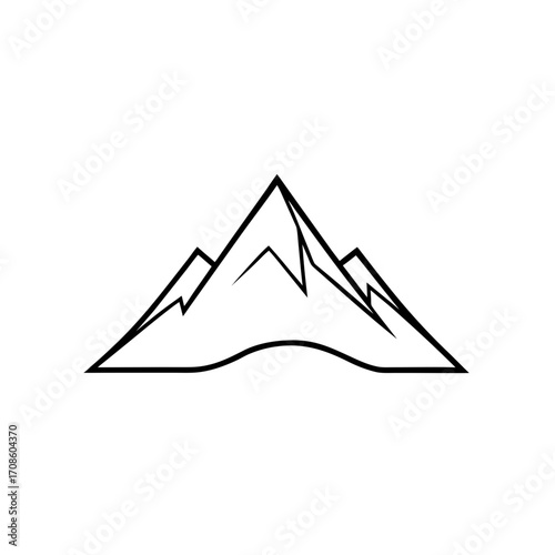 Outline drawing of mountains on transparent background