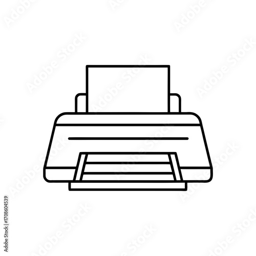 Outline drawing of a printer on transparent background
