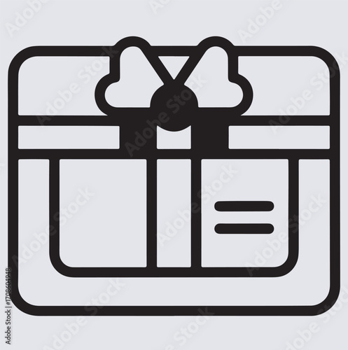 loyalty card with gift outline silhouette vector art illustration, gift box vector illustration