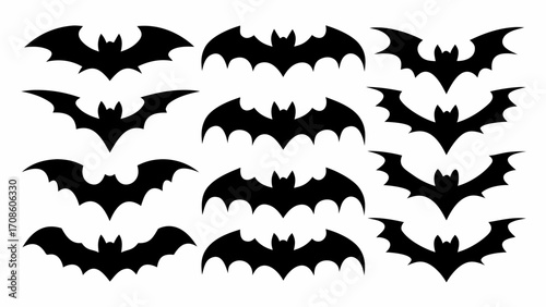 Spooky swarm of bats flying for Halloween, perfect for seasonal designs and eerie celebrations