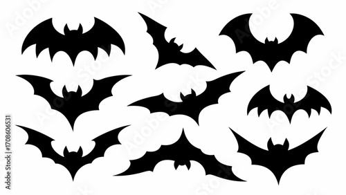 Spooky bat silhouettes fly for Halloween designs, adding a touch of eerie fun to your creative projects