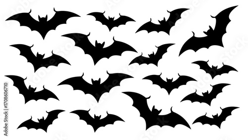 Spooky bat swarm flying in the night perfect for Halloween designs and scary themed content