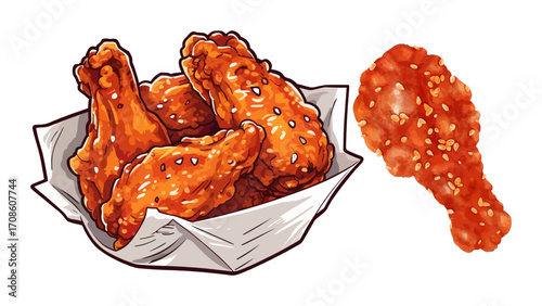 Crispy golden fried chicken wings coated in sesame seeds, a delicious snack for any occasion.