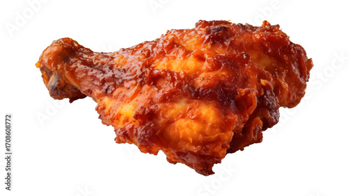 Juicy, crispy buffalo chicken wing coated in spicy red sauce, a delicious snack ready to be enjoyed.