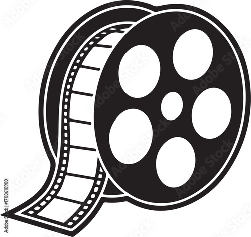 Film Reel Icon Classic Movie Cinema Symbol for Media and Entertainment