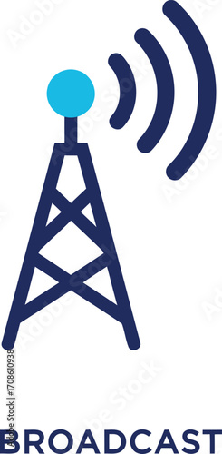 Simple graphic of a broadcast antenna sending signals.