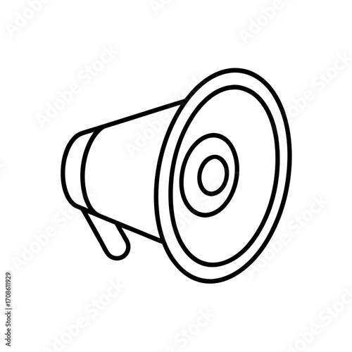 Outline drawing of megaphone on transparent background