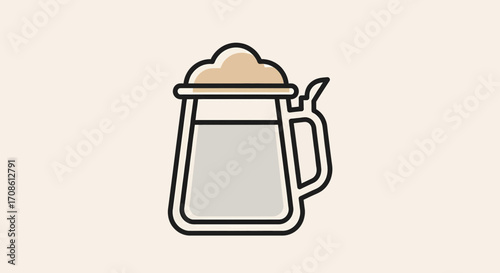 Stylized line art illustration of a traditional beer stein.