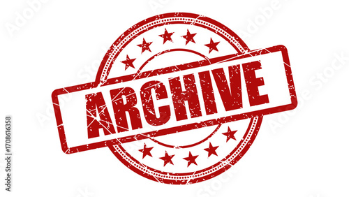 Archive red stamp with grunge texture