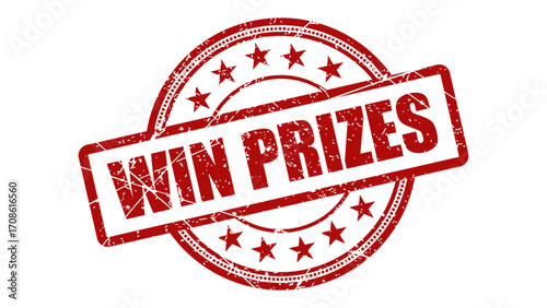 Win prizes red stamp with grunge texture