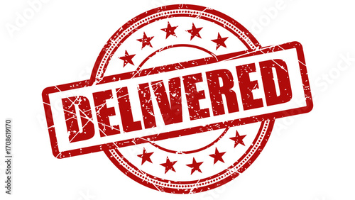 Delivered red stamp with grunge texture