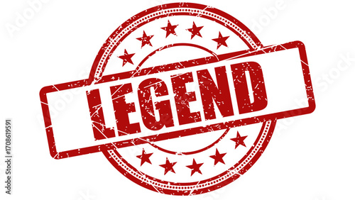 Legend red stamp with grunge texture