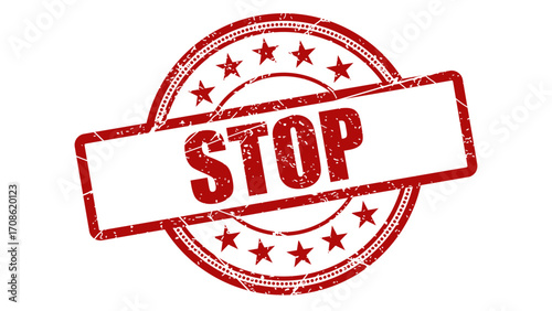 Stop red stamp with grunge texture