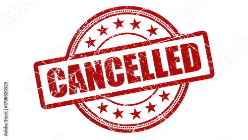 Cancelled red stamp with grunge texture