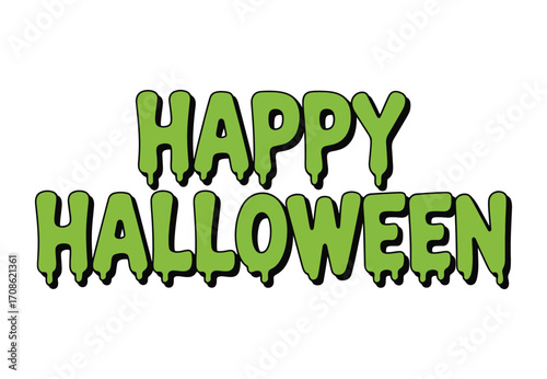 Happy Halloween greeting with dripping slime text effect