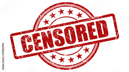 Censored red stamp with grunge texture